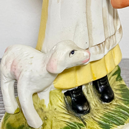Vintage Porcelain Lady Mary Had A Little Lamb Figurine Ornament Art Deco Figure