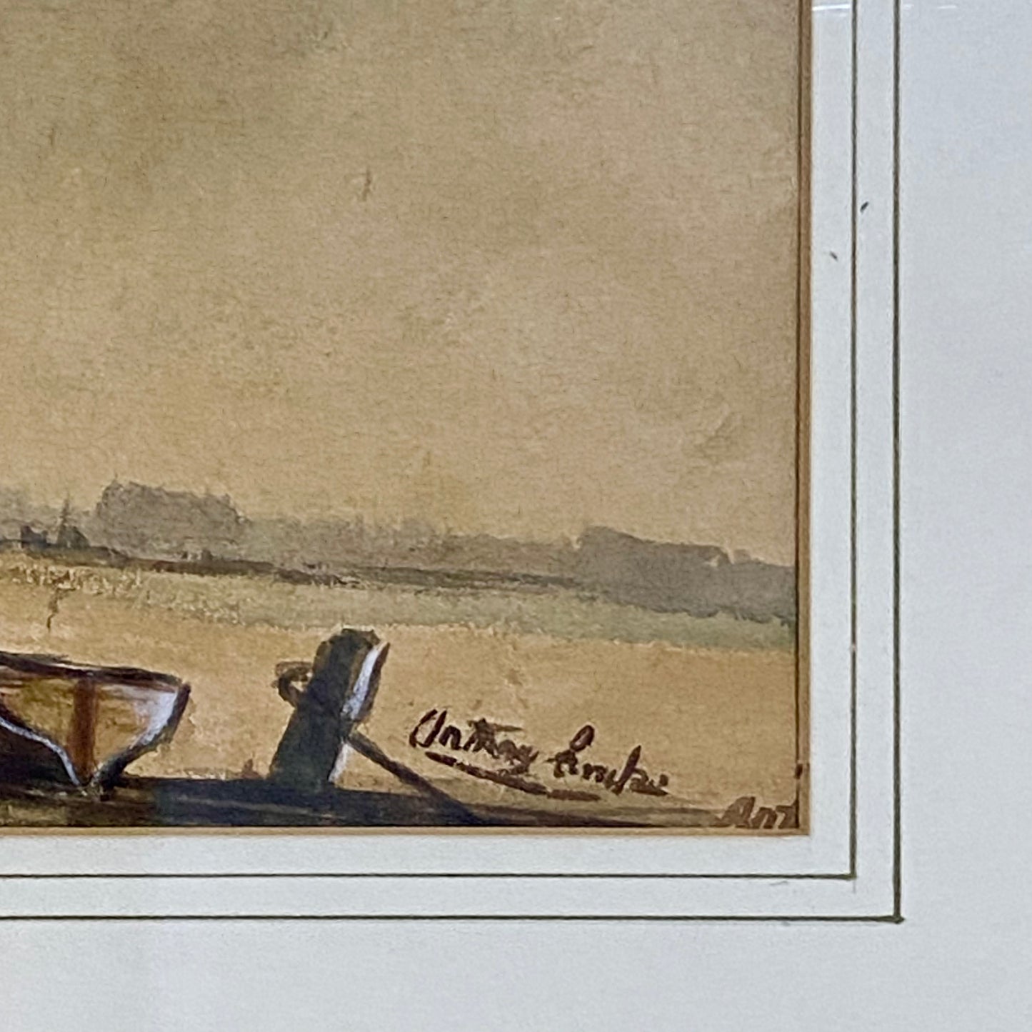 Vintage Watercolour Habour Fishermen Boats Scene Signed By Anthony Crake Framed