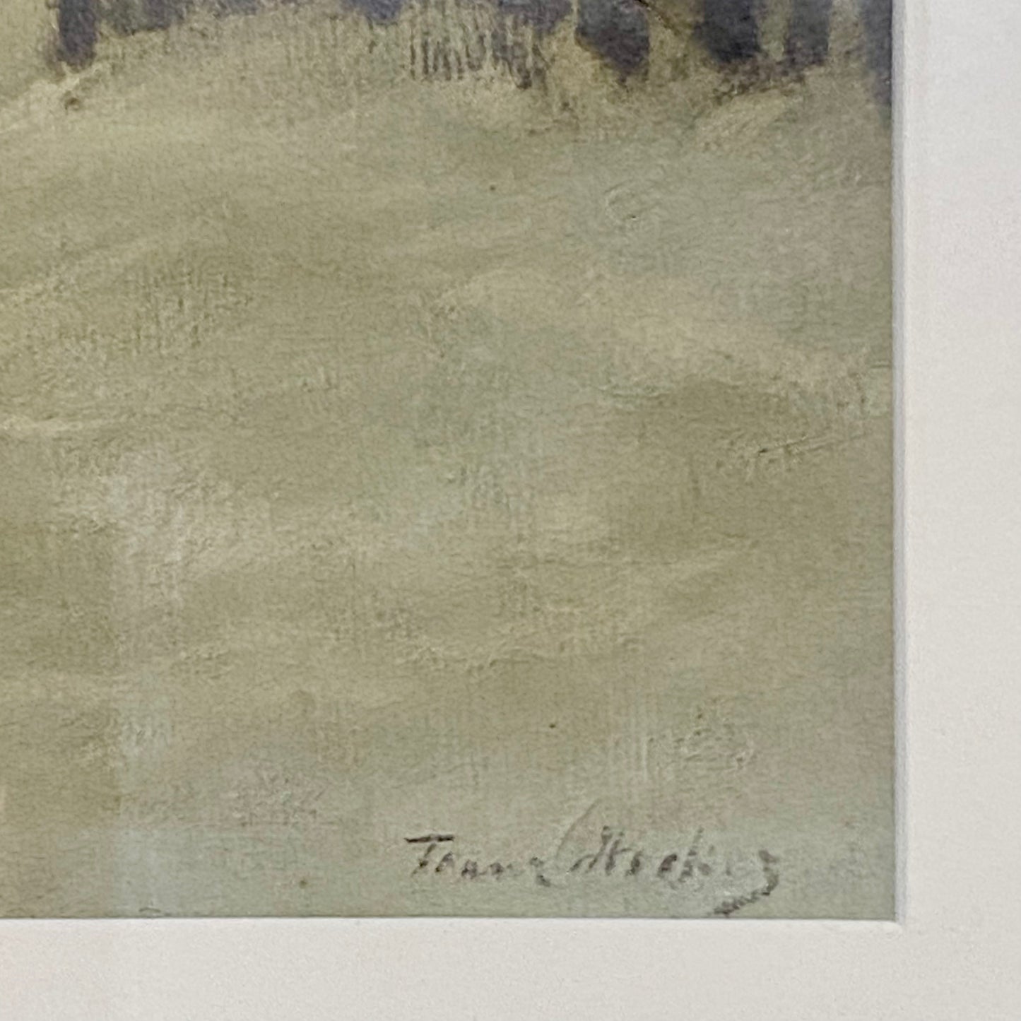 Vintage Village In Winter Scene Signed Art Print By Franz Hecker Framed & Glazed