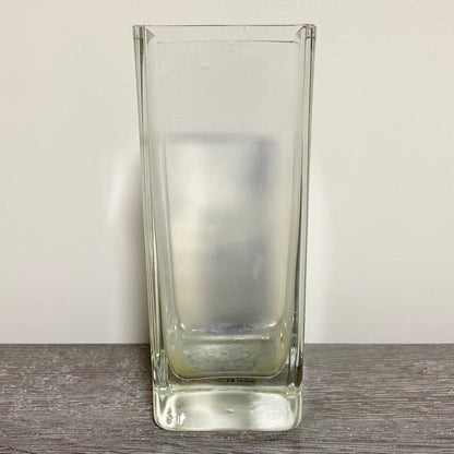 Vintage Round Edge Square Thick Clear Glass Bud Flower Vase With Sturdy Base