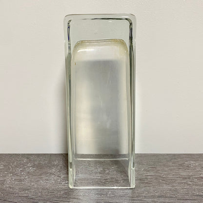 Vintage Round Edge Square Thick Clear Glass Bud Flower Vase With Sturdy Base