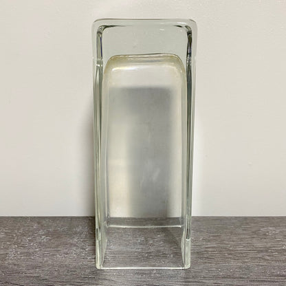 Vintage Round Edge Square Thick Clear Glass Bud Flower Vase With Sturdy Base