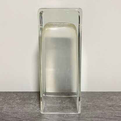 Vintage Round Edge Square Thick Clear Glass Bud Flower Vase With Sturdy Base