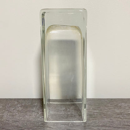 Vintage Round Edge Square Thick Clear Glass Bud Flower Vase With Sturdy Base