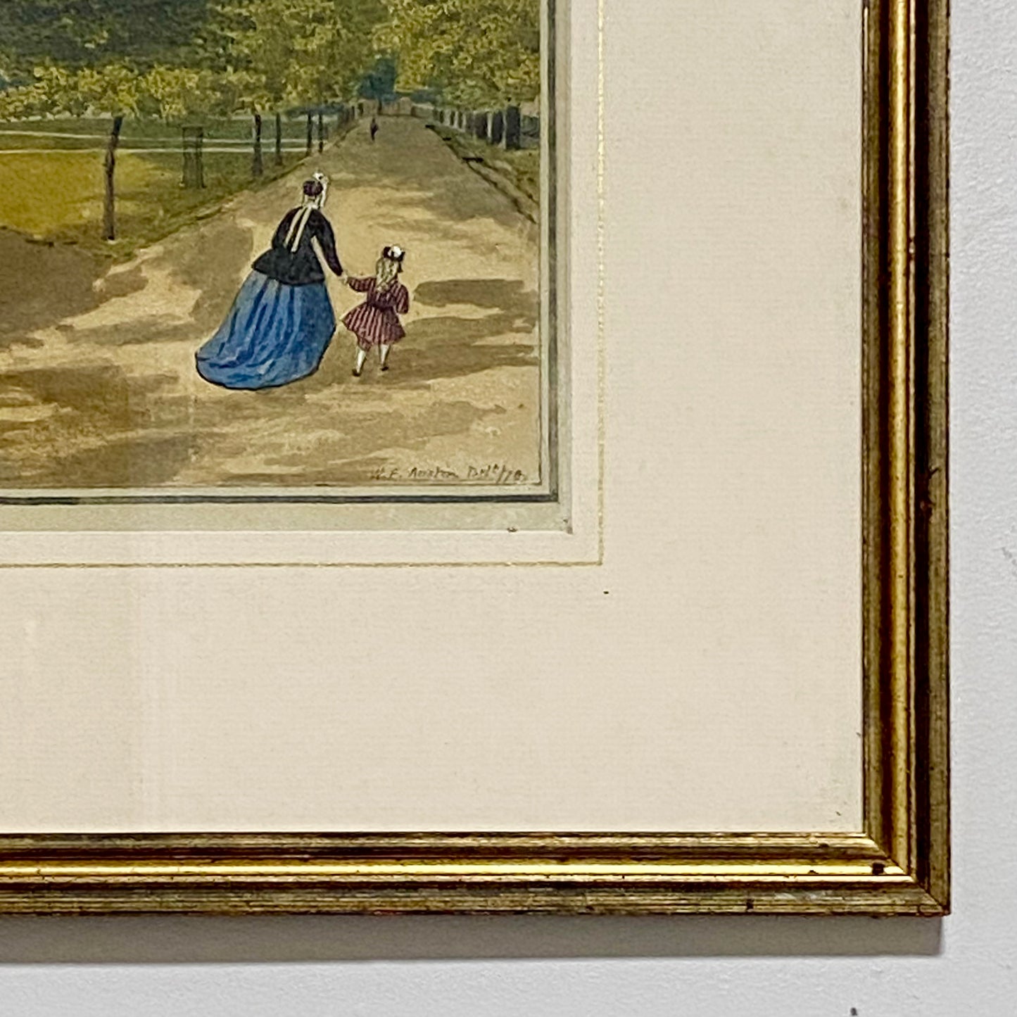 Antique A View Of Mall St. James's Park Painting Signed William Frederick Austin