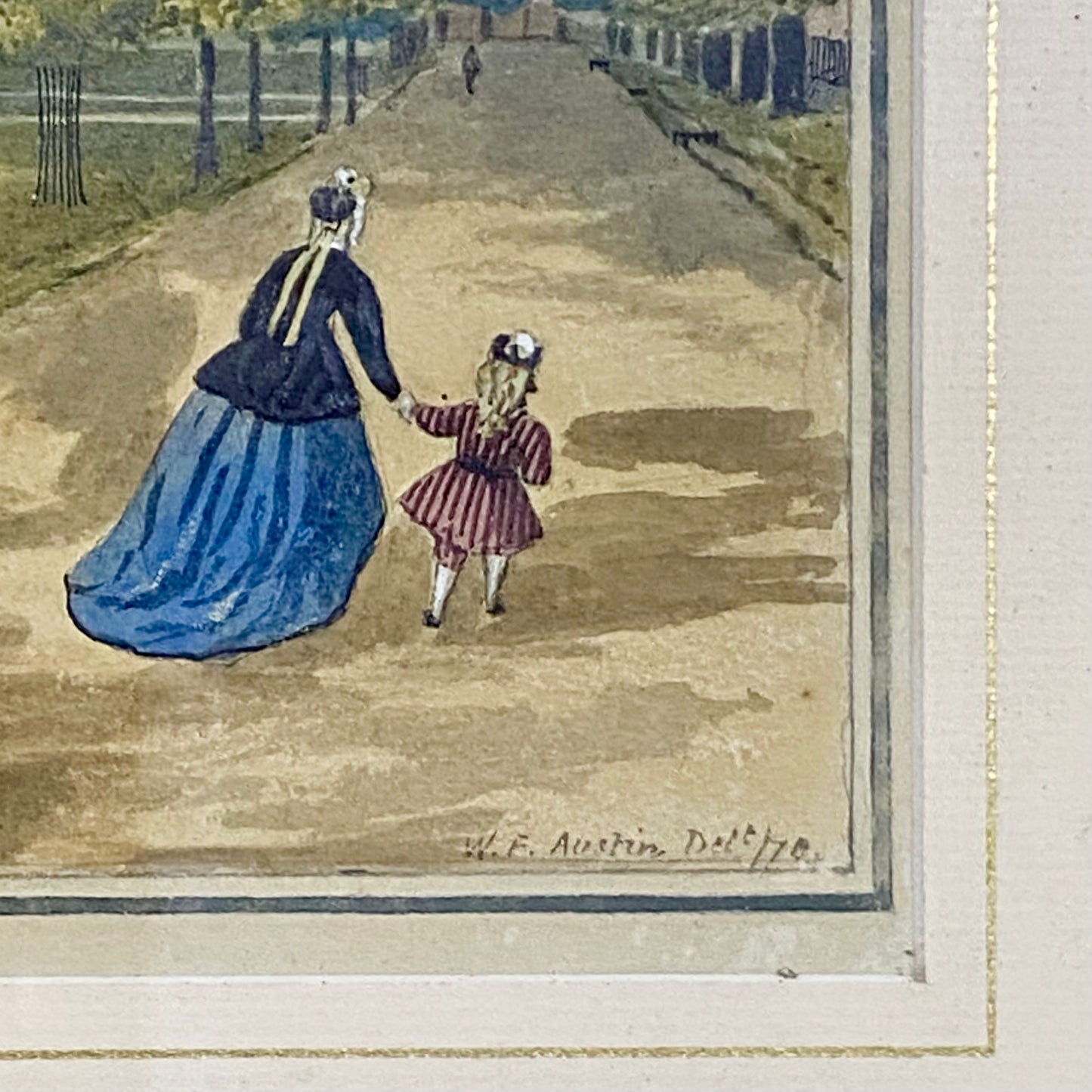 Antique A View Of Mall St. James's Park Painting Signed William Frederick Austin