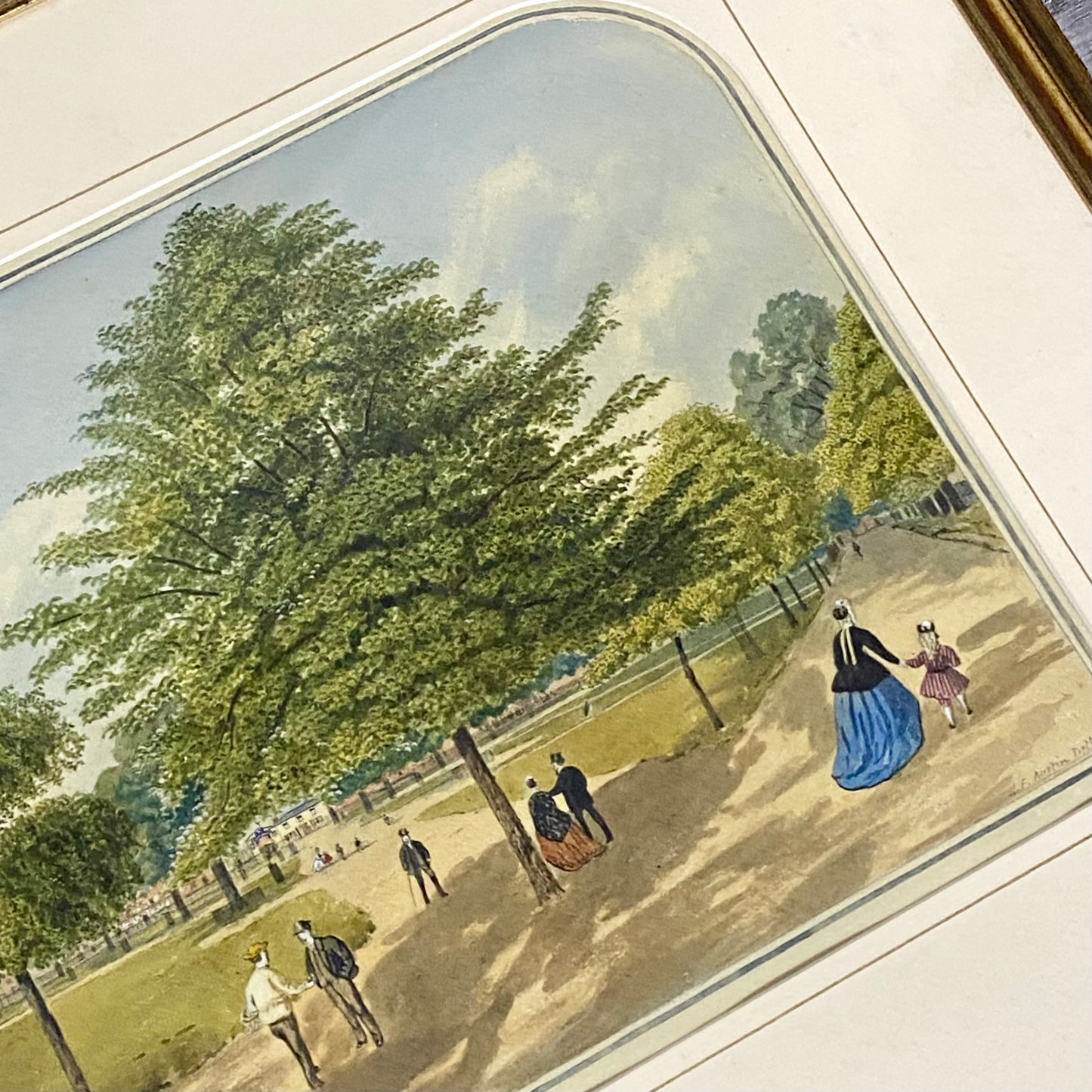 Antique A View Of Mall St. James's Park Painting Signed William Frederick Austin
