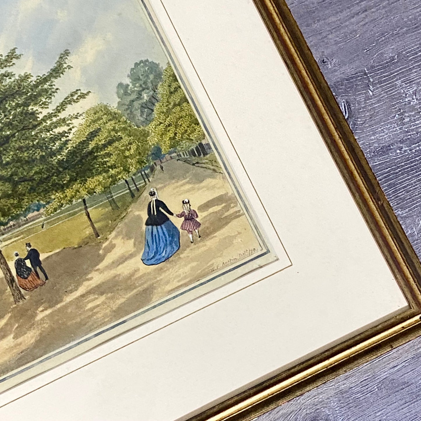 Antique A View Of Mall St. James's Park Painting Signed William Frederick Austin