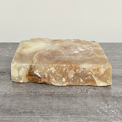 Thick Square Stone Calcite Coaster Decorative Table Tile With Felt Non Slip Base