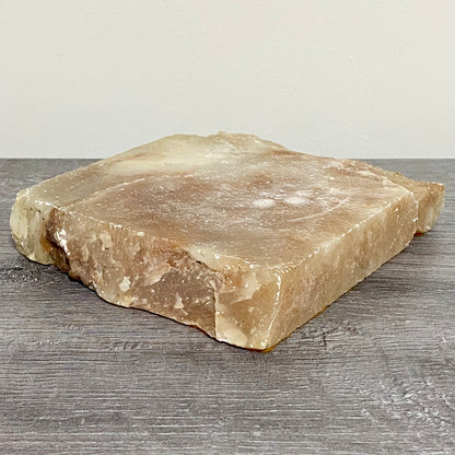 Thick Square Stone Calcite Coaster Decorative Table Tile With Felt Non Slip Base
