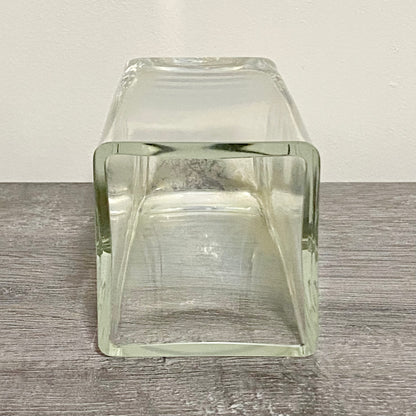 Vintage Round Edge Square Thick Clear Glass Bud Flower Vase With Sturdy Base