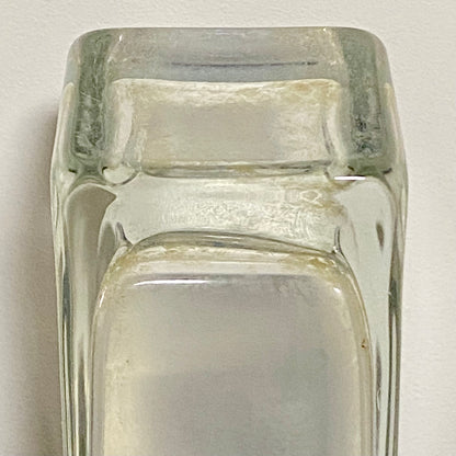 Vintage Round Edge Square Thick Clear Glass Bud Flower Vase With Sturdy Base