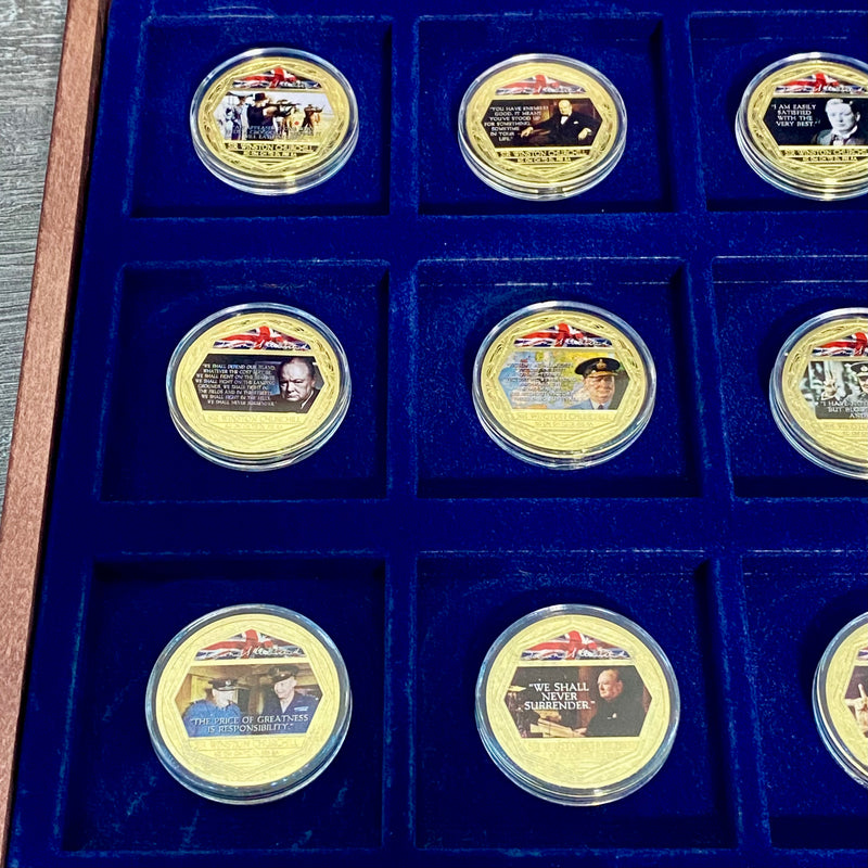 Windsor Mint Winston Churchill 12 Gold Layered Coin Medallions Complete Set 2021