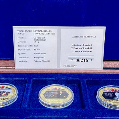 Windsor Mint Winston Churchill 12 Gold Layered Coin Medallions Complete Set 2021