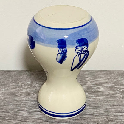 Vintage Ceramic Hand Painted Blue Windmill Boat Scene Flower Vase Delft Pottery