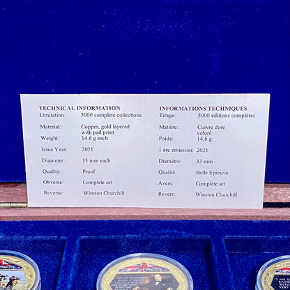 Windsor Mint Winston Churchill 12 Gold Layered Coin Medallions Complete Set 2021