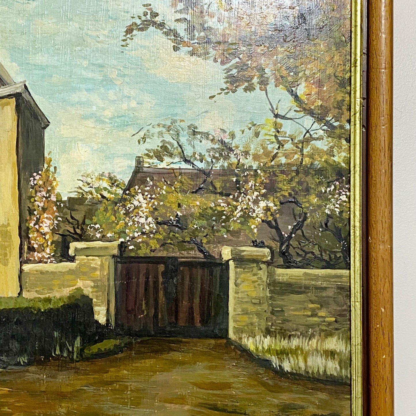 Vintage The Vicarage At Nuenen Oil On Board Painting By Vincent Van Gogh Framed