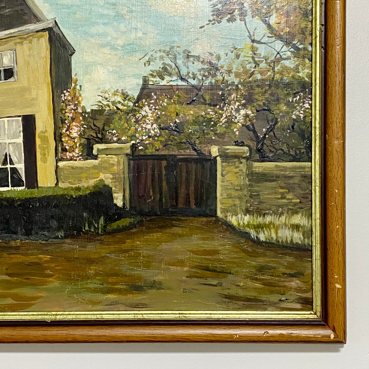 Vintage The Vicarage At Nuenen Oil On Board Painting By Vincent Van Gogh Framed