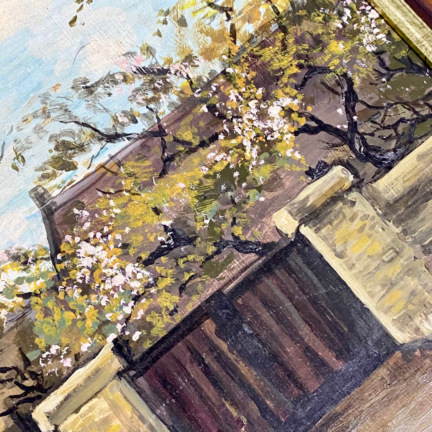 Vintage The Vicarage At Nuenen Oil On Board Painting By Vincent Van Gogh Framed