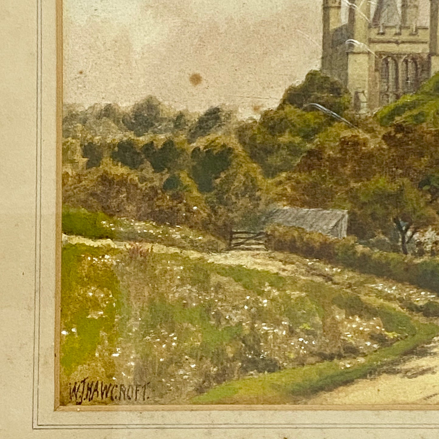 Vintage Rural Scenery Church Landscape Watercolour Painting Signed W J Hawcroft