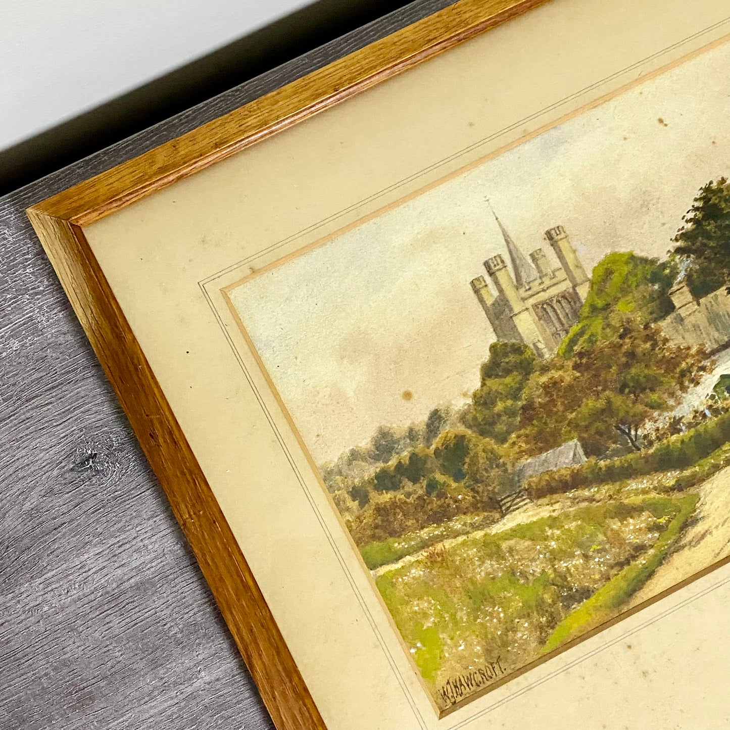 Vintage Rural Scenery Church Landscape Watercolour Painting Signed W J Hawcroft