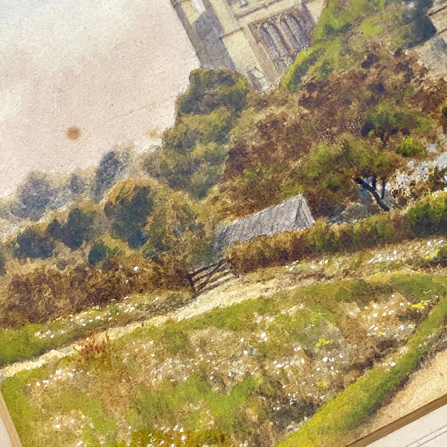 Vintage Rural Scenery Church Landscape Watercolour Painting Signed W J Hawcroft