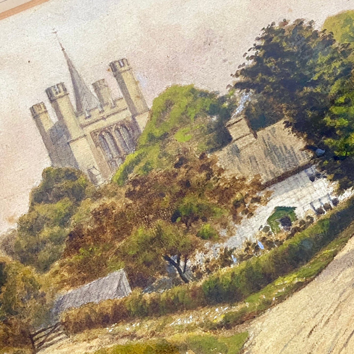 Vintage Rural Scenery Church Landscape Watercolour Painting Signed W J Hawcroft