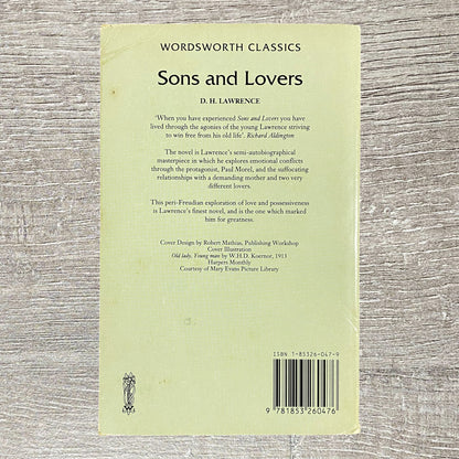 Sons And Lovers By D.H. Lawrence Wordsworth Classics 1993 Paperback Book