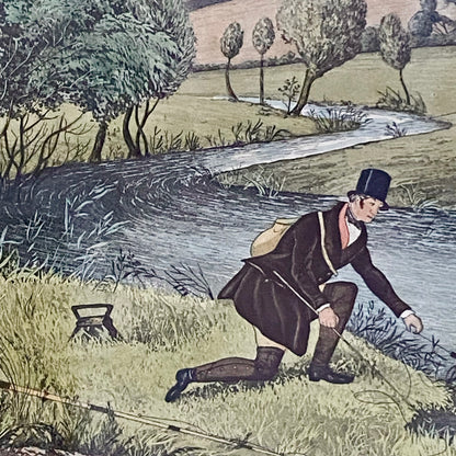 19th Century Live Bait Fishing For Jack Art Print Engraved R G Reeves Framed