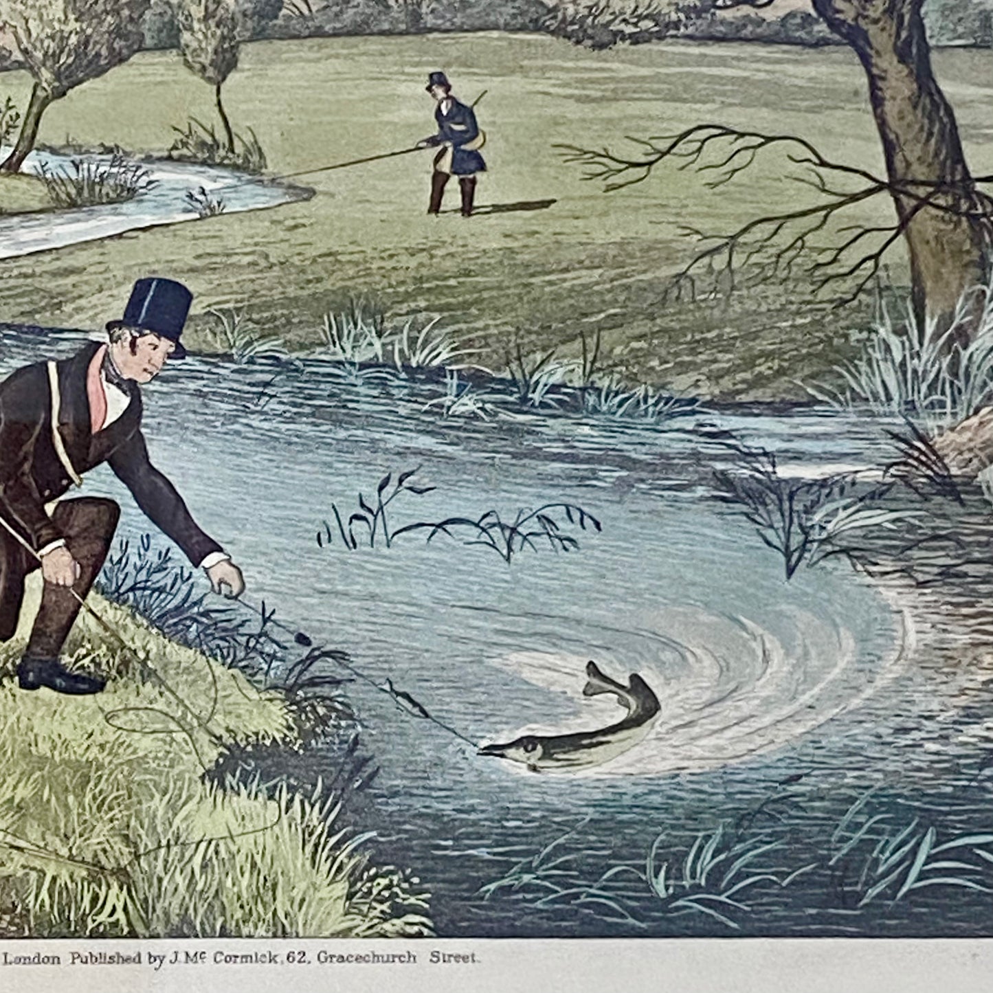 19th Century Live Bait Fishing For Jack Art Print Engraved R G Reeves Framed