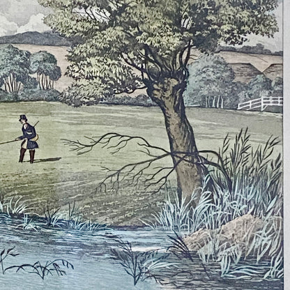 19th Century Live Bait Fishing For Jack Art Print Engraved R G Reeves Framed