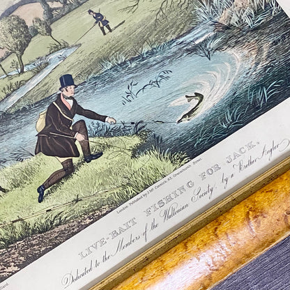 19th Century Live Bait Fishing For Jack Art Print Engraved R G Reeves Framed