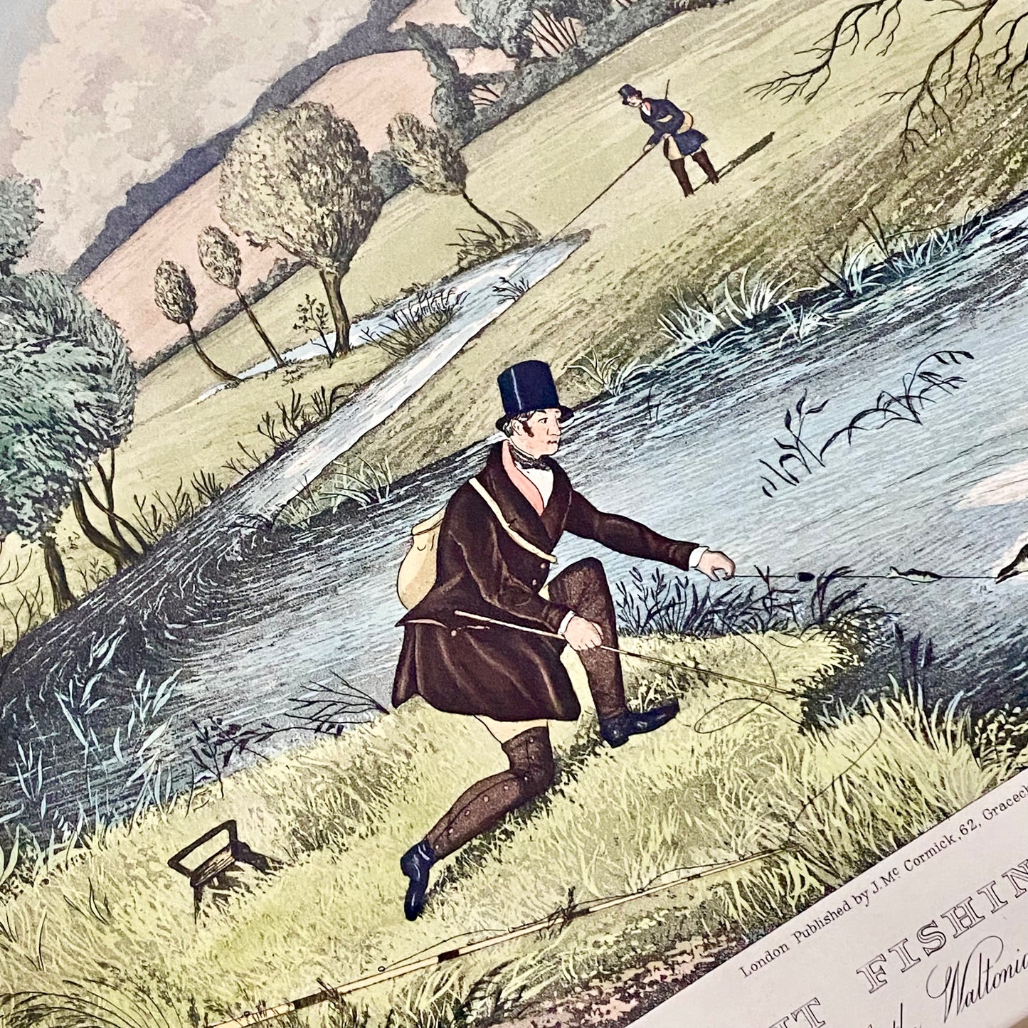 19th Century Live Bait Fishing For Jack Art Print Engraved R G Reeves Framed