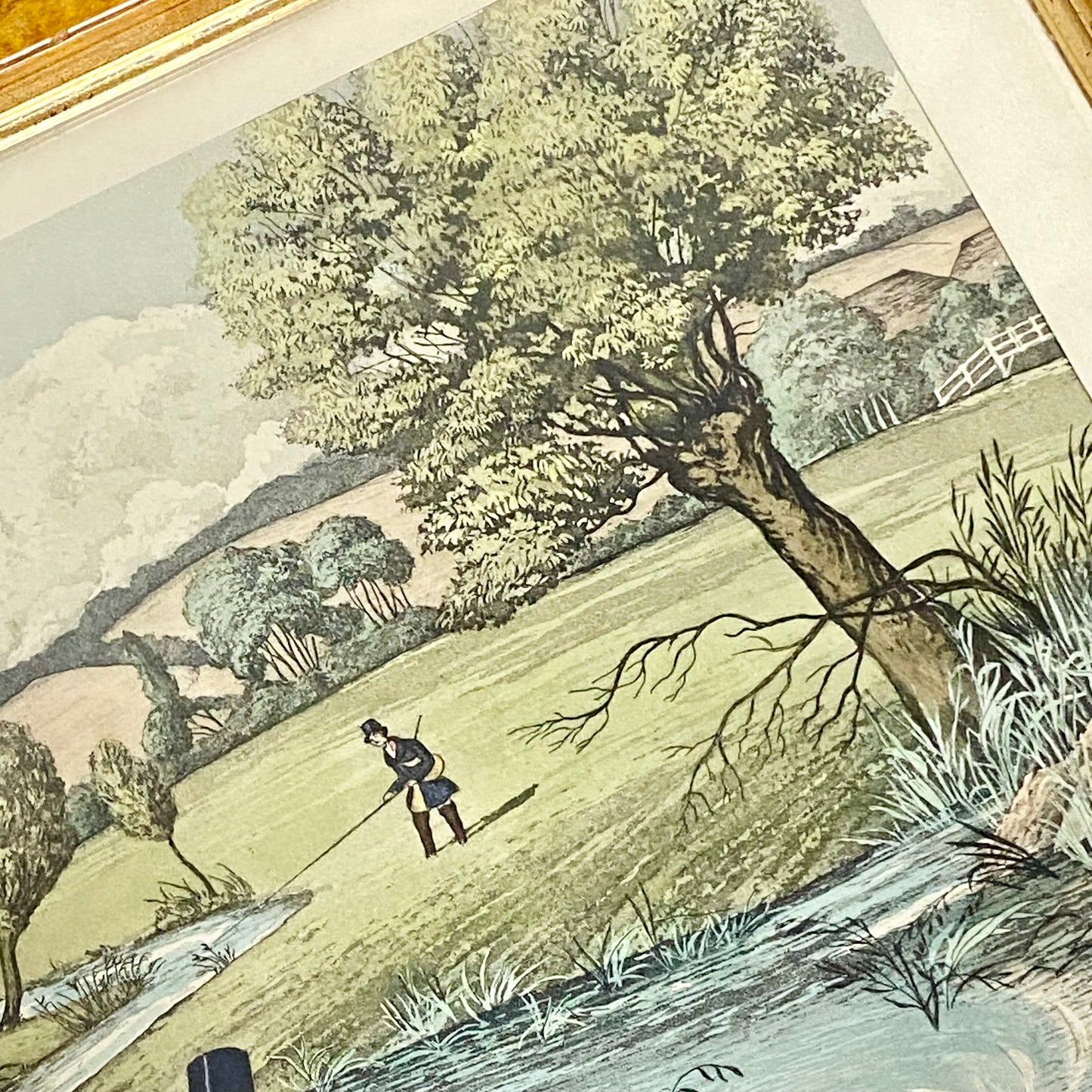 19th Century Live Bait Fishing For Jack Art Print Engraved R G Reeves Framed