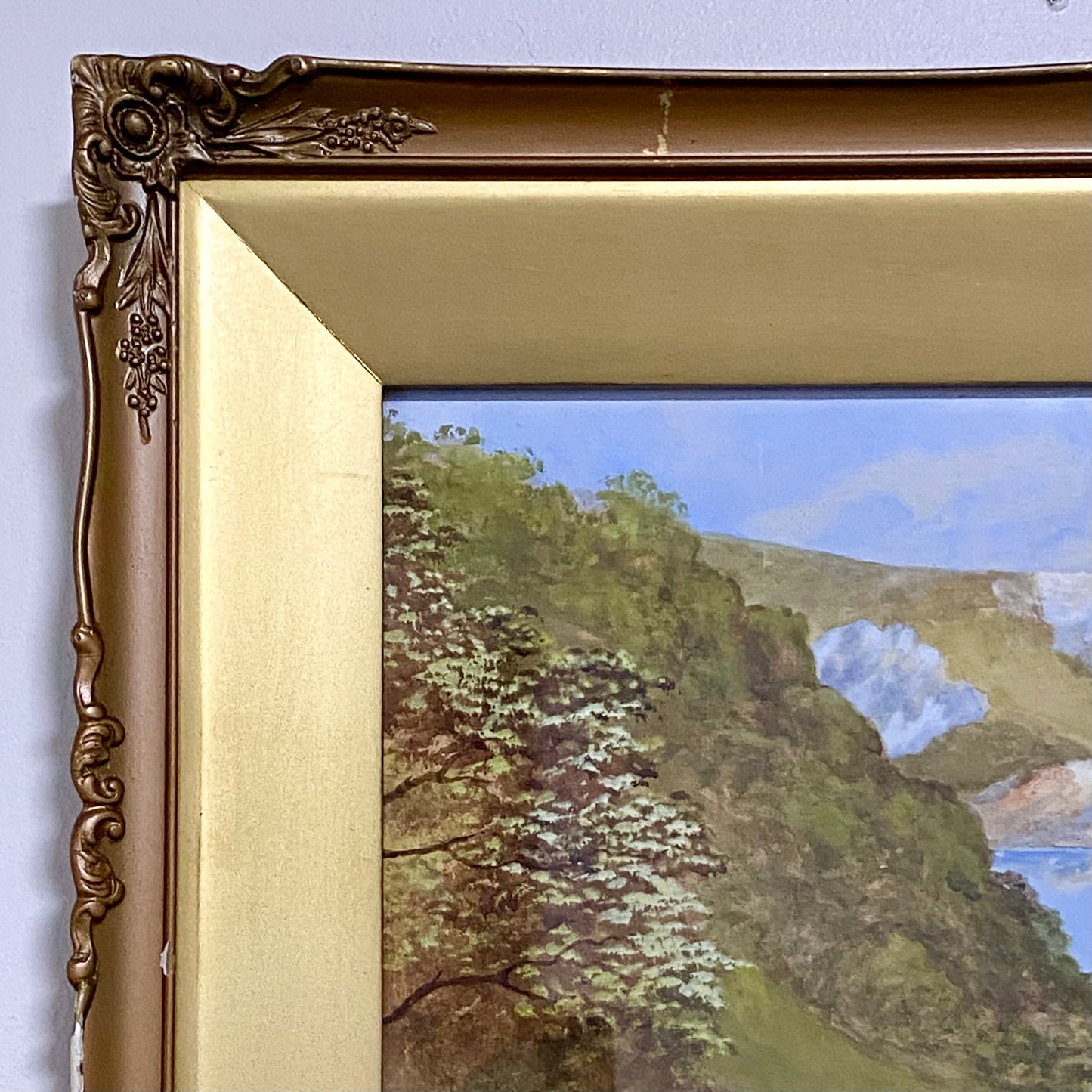 Vintage Coastal Landscape Watercolour Painting Signed By J Rogers Framed Glazed