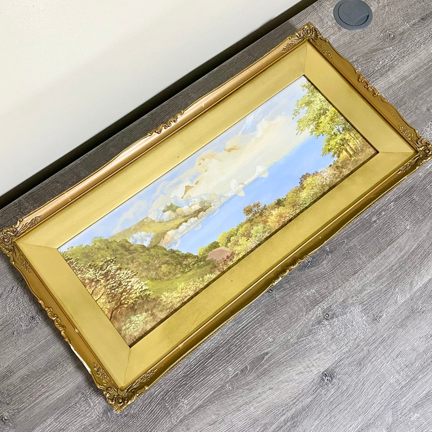 Vintage Coastal Landscape Watercolour Painting Signed By J Rogers Framed Glazed