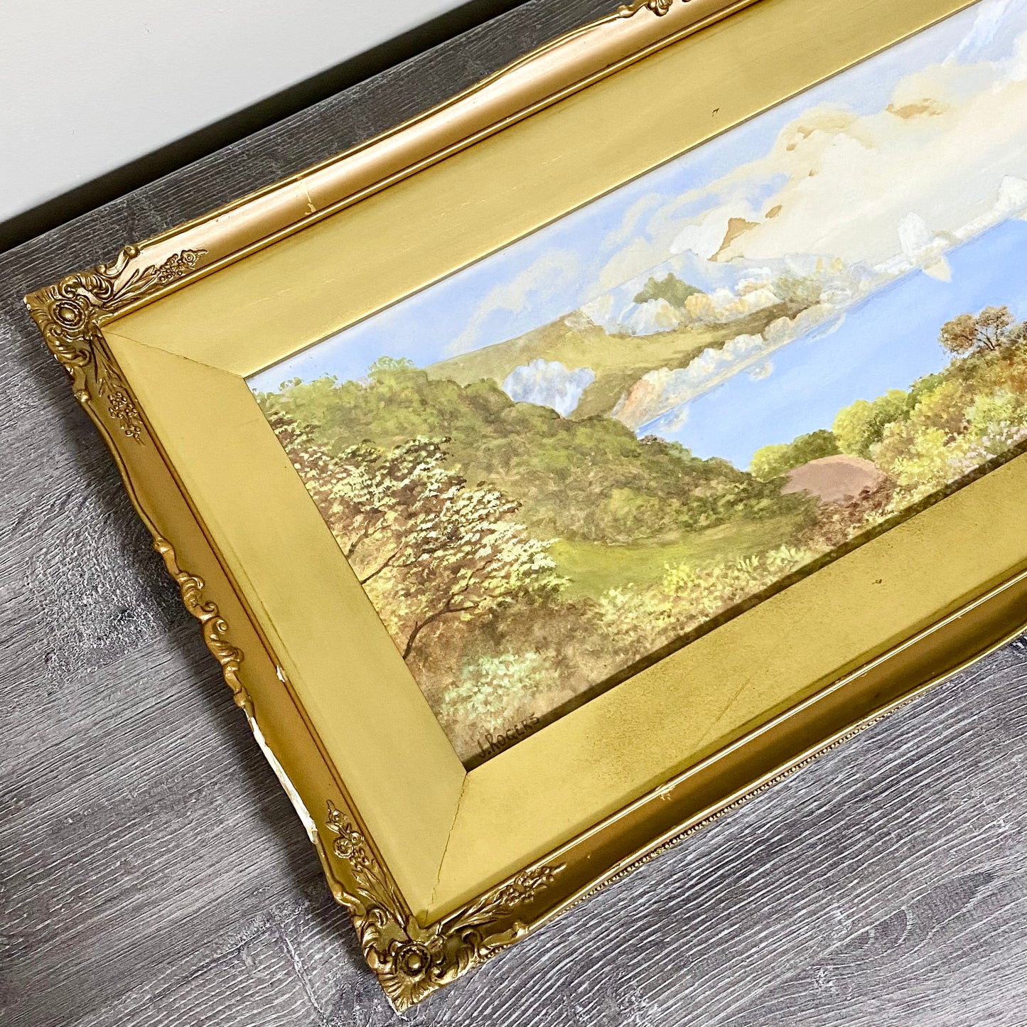 Vintage Coastal Landscape Watercolour Painting Signed By J Rogers Framed Glazed