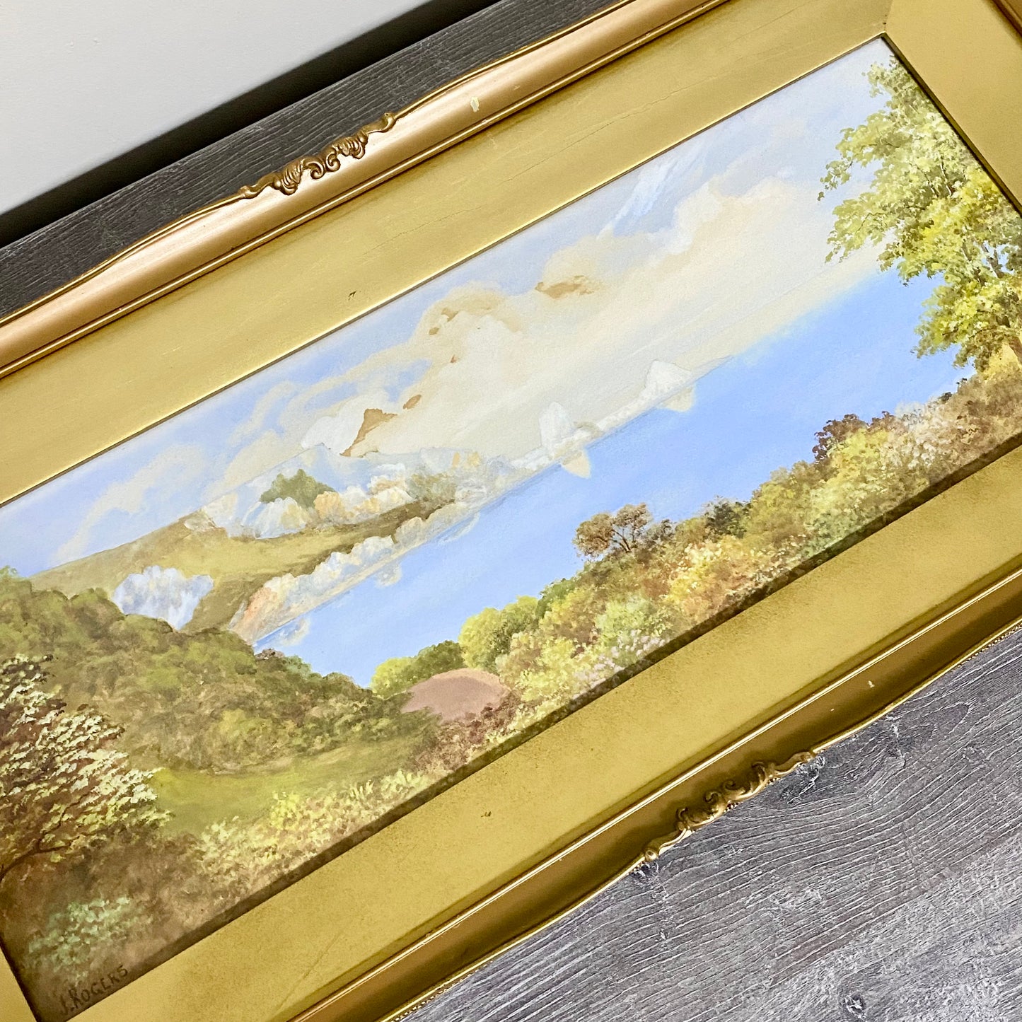 Vintage Coastal Landscape Watercolour Painting Signed By J Rogers Framed Glazed