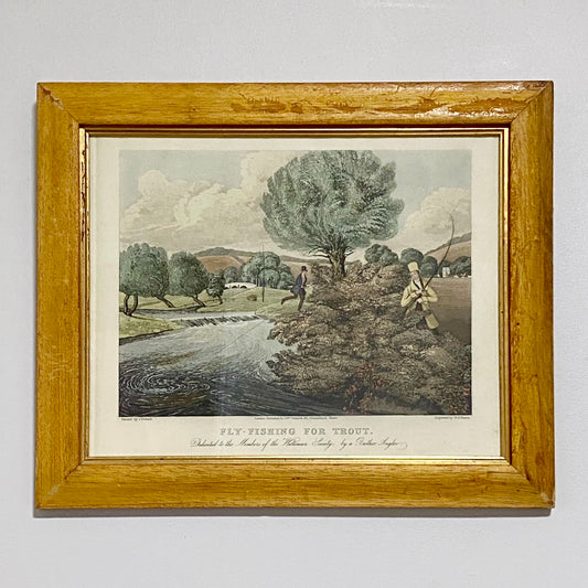 19th Century Fly Fishing For Trout Art Print Engraved R G Reeves Framed & Glazed