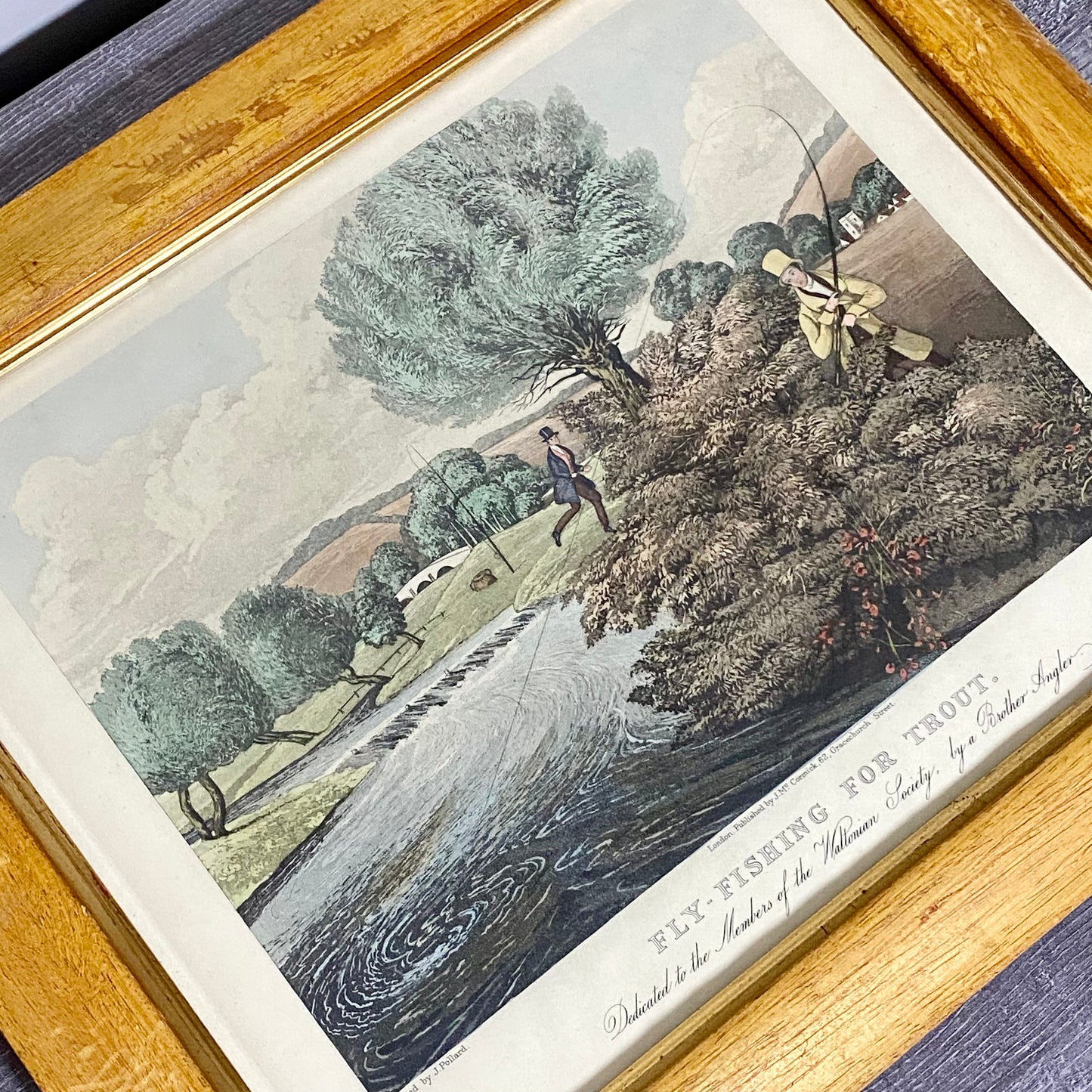 19th Century Fly Fishing For Trout Art Print Engraved R G Reeves Framed & Glazed