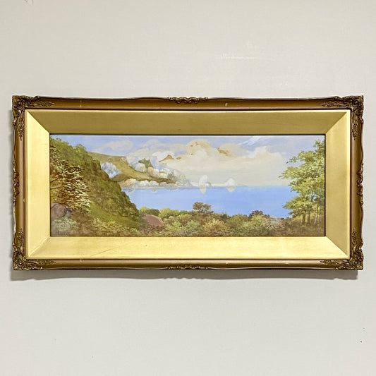 Vintage Coastal Landscape Watercolour Painting Signed By J Rogers Framed Glazed