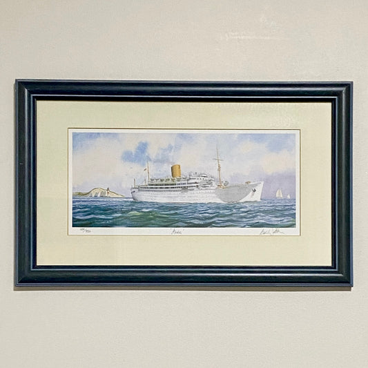 Vintage Royal Mail Lines SS Andes Boat Art Print Signed By Andrew Dibben Framed