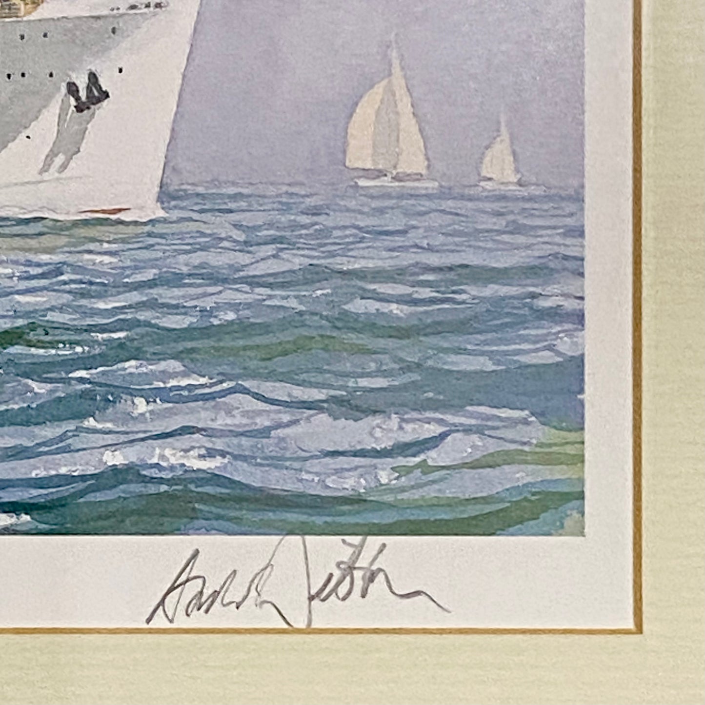 Vintage Royal Mail Lines SS Andes Boat Art Print Signed By Andrew Dibben Framed