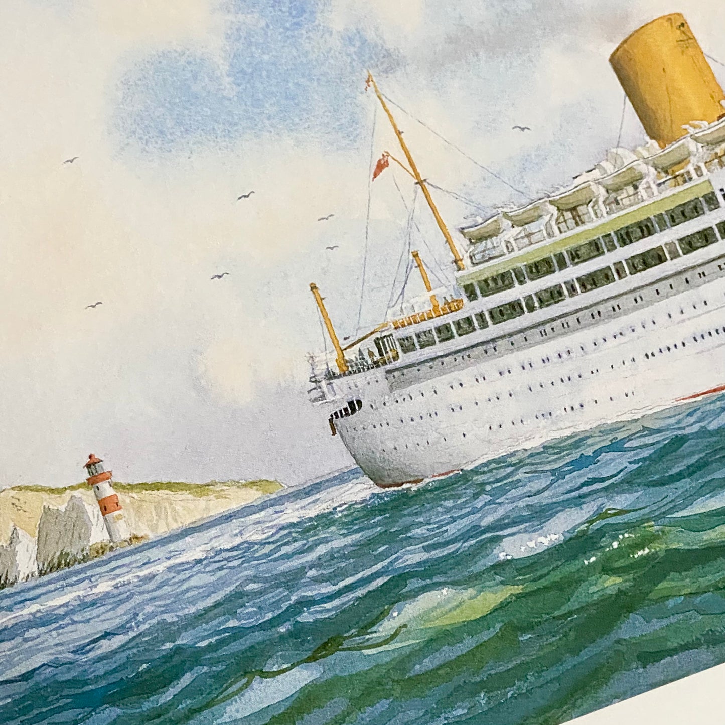 Vintage Royal Mail Lines SS Andes Boat Art Print Signed By Andrew Dibben Framed