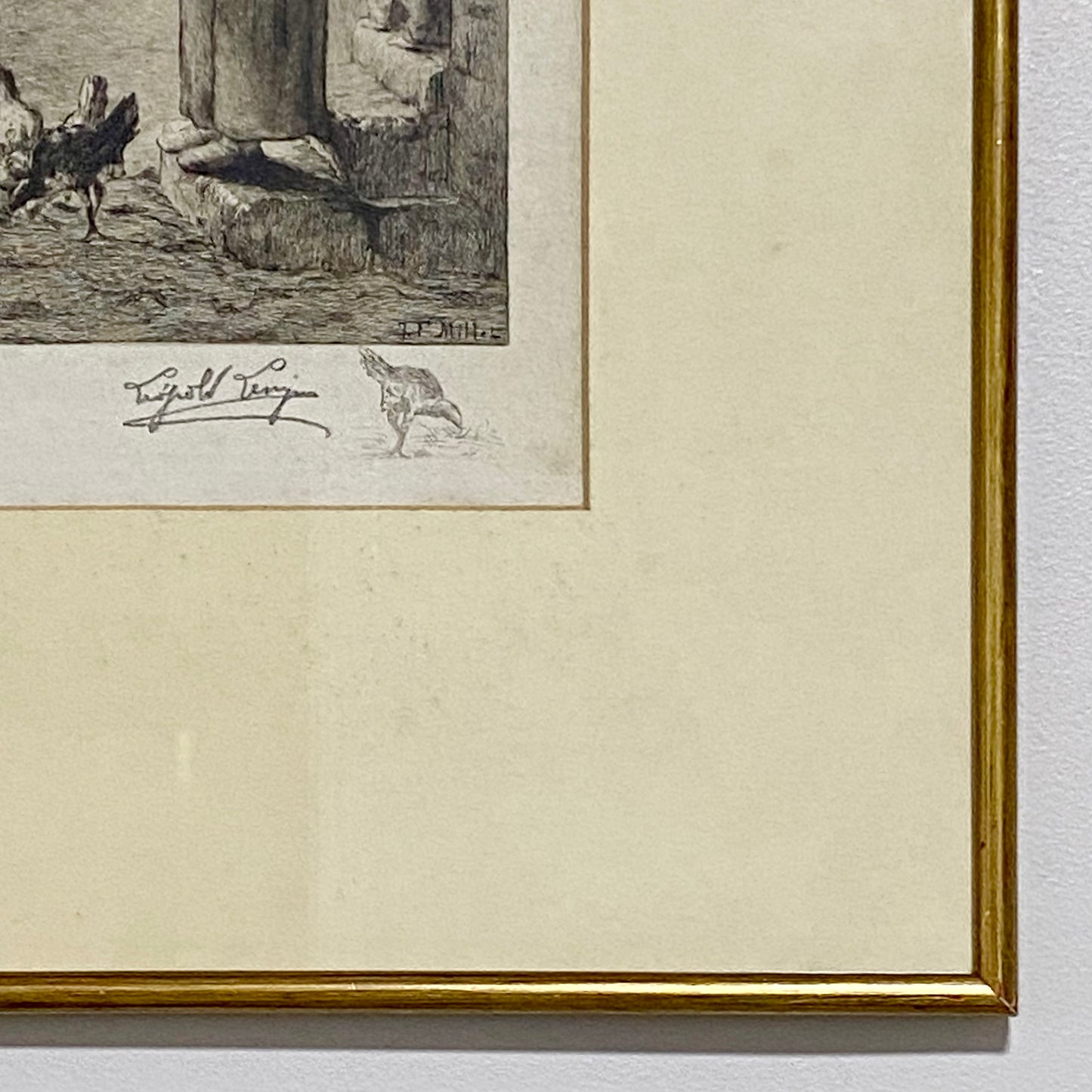 19th Century Woman Feeding Chickens Engraving Plate-Signed After Jean F Millet