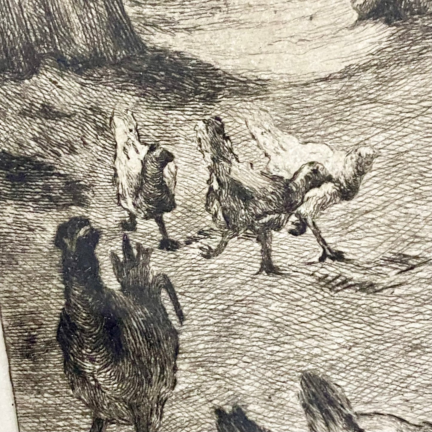 19th Century Woman Feeding Chickens Engraving Plate-Signed After Jean F Millet