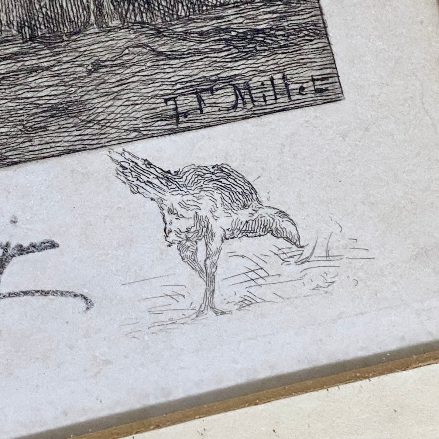 19th Century Woman Feeding Chickens Engraving Plate-Signed After Jean F Millet