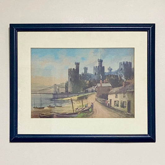 Vintage Conwy Castle Plate Signed Art Print By Albert Milton Drinkwater Framed