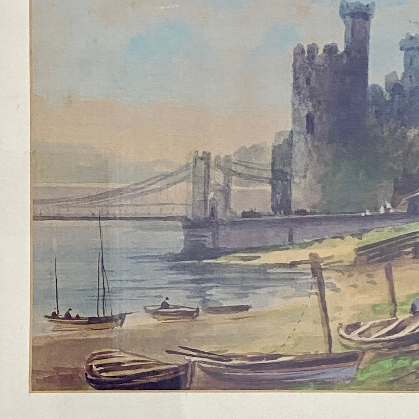 Vintage Conwy Castle Plate Signed Art Print By Albert Milton Drinkwater Framed