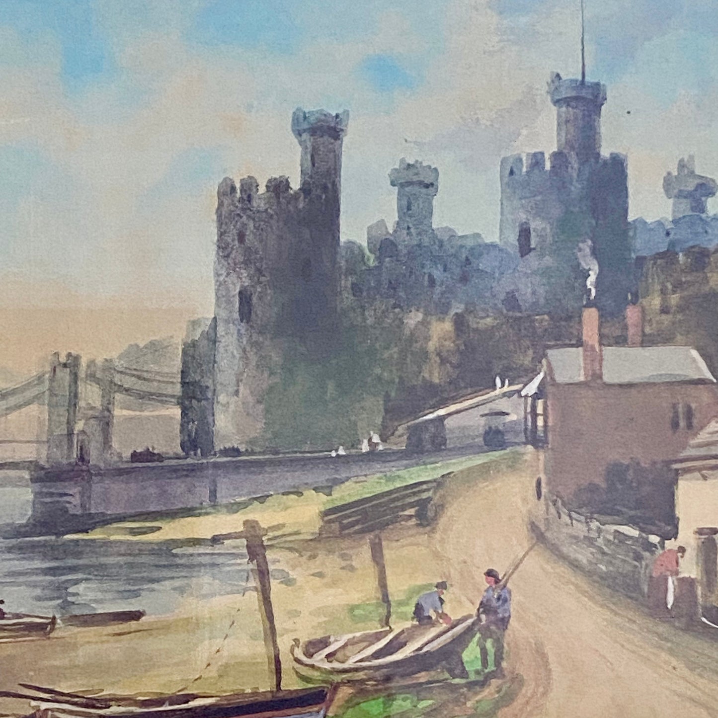 Vintage Conwy Castle Plate Signed Art Print By Albert Milton Drinkwater Framed